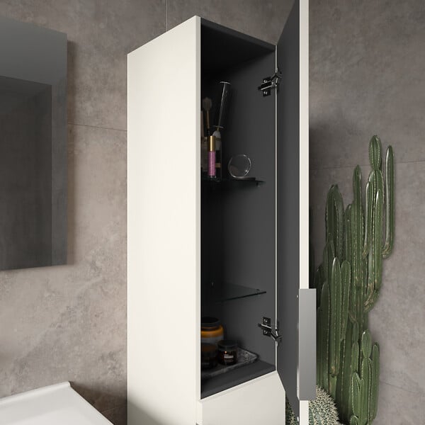 BURGBAD - Colonne de salle de bain Olena 2 portes blanc brillant - large