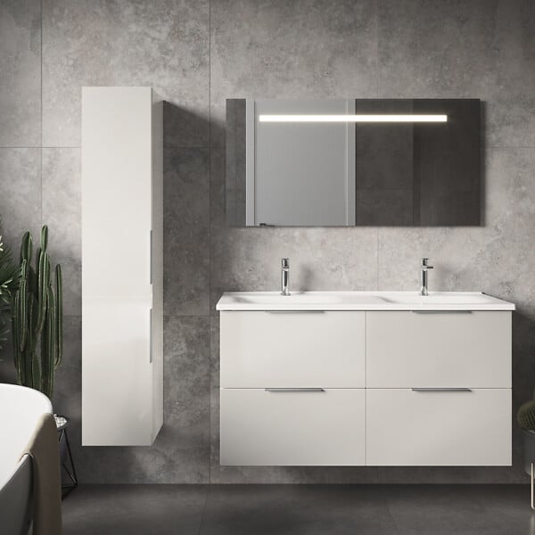 BURGBAD - Colonne de salle de bain Olena 2 portes blanc brillant - large