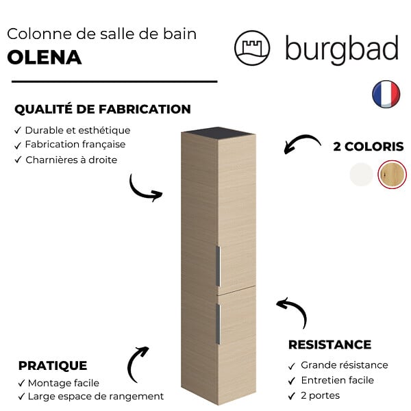 BURGBAD - Colonne de salle de bain Olena 2 portes chêne clair - large