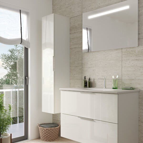 BURGBAD - Colonne de salle de bain Olena 1 porte  blanc brillant - large