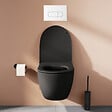 VITRA - Pack WC suspendu VitrA Sento noir + bâti autoportant V-Fix Core + Plaque Round Blanche - vignette