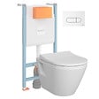 VITRA - Pack WC suspendu VitrA Integra blanc + bâti mur porteur V-Fix Core + Plaque Round Blanche - vignette