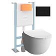 VITRA - Pack WC suspendu VitrA Sento blanc + bâti autoportant V-Fix Core + Plaque Round Noir mat - vignette