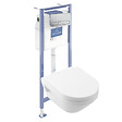 VILLEROY ET BOCH - Pack WC suspendu sans bride Architectura Twistflush [e³] rond + bâti-support sol et mur + plaque chrome mat - vignette