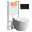 VITRA - Pack WC suspendu VitrA Sento Blanc Compact + Bâti auto-portant V-Fix Core + Plaque Round Noir mat - vignette