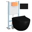 VITRA - Pack WC suspendu VitrA Sento noir + bâti autoportant V-Fix Core + Plaque Round Noir mat - vignette
