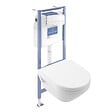 VILLEROY ET BOCH - Pack WC suspendu sans bride Architectura Twistflush [e³] rond + bâti-support sol et mur + plaque blanc - vignette