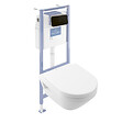 VILLEROY ET BOCH - Pack WC suspendu sans bride Architectura Twistflush [e³] rond + bâti-support sol et mur + plaque noir - vignette