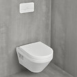 VILLEROY ET BOCH - Pack WC suspendu sans bride Architectura Twistflush [e³] rond + bâti-support sol et mur + plaque noir - vignette