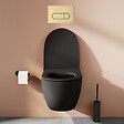 VITRA - Pack WC suspendu VitrA Sento noir + bâti autoportant V-Fix Core + Plaque Round Or brossée - vignette