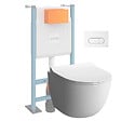 VITRA - Pack WC suspendu VitrA Sento blanc + bâti autoportant V-Fix Core + Plaque Round Blanche - vignette