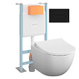 VITRA - Pack WC suspendu VitrA Sento blanc mat + bâti autoportant V-Fix Core + Plaque Round noir mat - vignette
