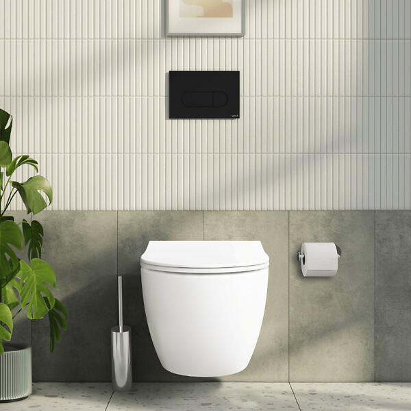 VITRA - Pack WC suspendu VitrA Sento blanc mat + bâti autoportant V-Fix Core + Plaque Round noir mat - large