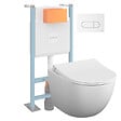 VITRA - Pack WC suspendu VitrA Sento blanc mat + bâti autoportant V-Fix Core + Plaque Round Blanche - vignette