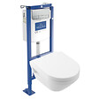 VILLEROY ET BOCH - Pack WC suspendu sans bride Architectura Twistflush [e³] rond + bâti-support ViConnect + plaque chrome mat - vignette