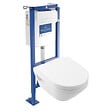VILLEROY ET BOCH - Pack WC suspendu sans bride Architectura Twistflush [e³] rond + bâti-support ViConnect + plaque blanc - vignette