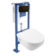 VILLEROY ET BOCH - Pack WC suspendu sans bride Architectura Twistflush [e³] rond + bâti-support ViConnect + plaque noir - vignette