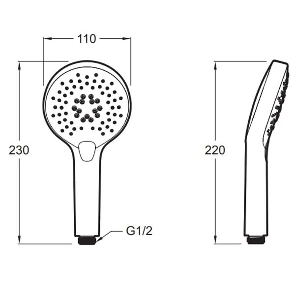 JACOB DELAFON - Pommeau de douche Metro 3 jets noir + flexible + support - large