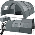 TECTAKE - Tente tunnel Roskilde pour 6 personnes gris clair/gris foncé - vignette