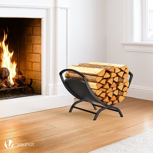 VOUNOT - Range Buche Support a bois 40.5x32x33cm en Metal noir - large