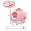 PAWHUT - Maison de toilette portable pour chat tiroir à litière coulissant porte battante lucarne + pelle fournis dim. 47L x 55l x 44H cm rose - vignette