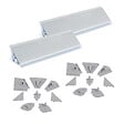 EMUCA - Lot de 2 profils d'étancheité triangulaires Plasline avec accessoires d'installation, 2 profils longueur 2.35m, Plastique, Anodisé Satiné - vignette