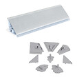 EMUCA - Lot de 2 profils d'étancheité triangulaires Plasline avec accessoires d'installation, 2 profils longueur 2.35m, Plastique, Anodisé Satiné - vignette