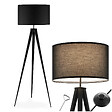 TECTAKE - Lampadaire Lunaris, abat-jour en tissu, trépied noir - vignette