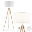TECTAKE - Lampadaire Lunaris, abat-jour en tissu, trépied marron chêne - vignette