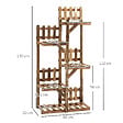 OUTSUNNY - Étagère à fleurs en bois - porte plante bois 5 tablettes ornement petites barrières - dim. 60L x 30l x 130H cm - bois de sapin traité carbonisation - vignette