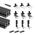 EMUCA - Lot de 3 cadres Zero avec quincaillerie et profilés pour montage au sol et au mur avec niveleur rectangulaire, Aluminium et Zamak, Noir texturé - vignette