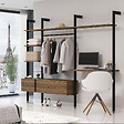 EMUCA - Kit de fixation pour 1 étagère en bois, 1 module et 1 tringle de suspension, longueur 1m Zero, Zamak, Peint en noir texturé - vignette