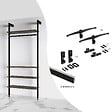 EMUCA - Kit de fixation pour 4 étagères en bois et 1 tringle de suspension de 1m de long Noir, Aluminium et Zamak et Plastique, Peint en noir texturé - vignette