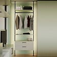 EMUCA - Kit de fixation pour 4 étagères en bois et 1 tringle de suspension de 1m de long Noir, Aluminium et Zamak et Plastique, Peint en noir texturé - vignette