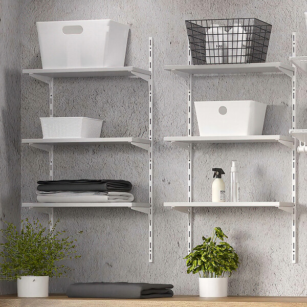 EMUCA - Kit de pour 3 étagères avec consoles et supports muraux Jagmet, longueur 280mm, Acier, Peint en blanc - large