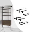 EMUCA - Kit de fixation pour 3 étagères en bois et 1 module pour structure Zero, Zamak, Peint en noir texturé - vignette