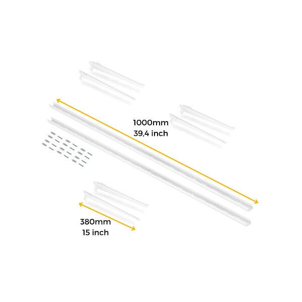 EMUCA - Kit de pour 3 étagères avec consoles et supports muraux Jagmet, longueur 380mm, Acier, Peint en blanc - large