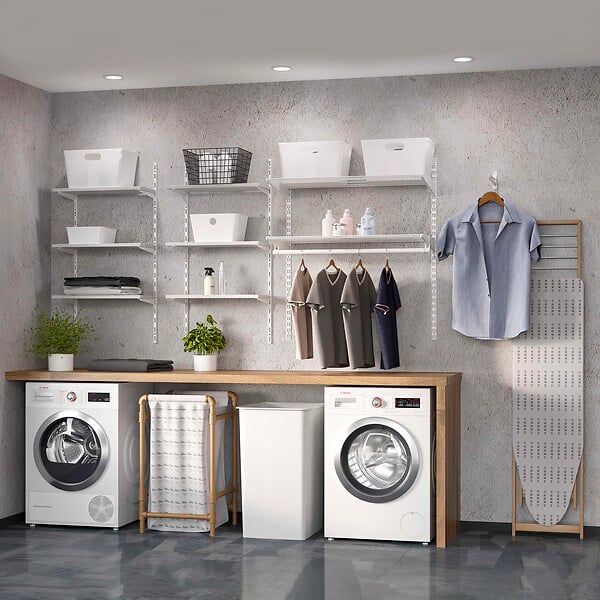 EMUCA - Kit de pour 3 étagères avec consoles et supports muraux Jagmet, longueur 380mm, Acier, Peint en blanc - large