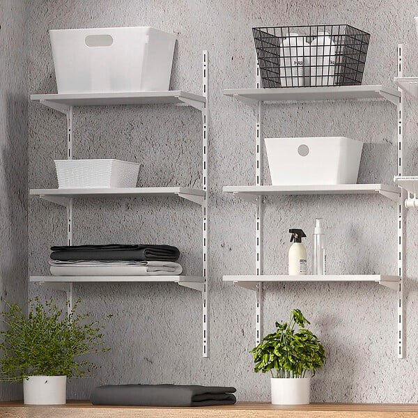 EMUCA - Kit de pour 3 étagères avec consoles et supports muraux Jagmet, longueur 380mm, Acier, Peint en blanc - large