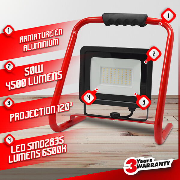 I-WATTS PRO - Projecteur led de chantier 50W   Pro - large