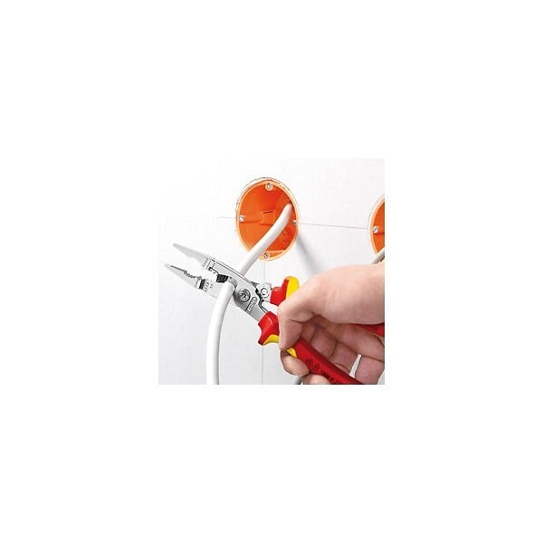 KNIPEX - Pince multifonctions 6 outils en 1 - 200mm - Bi-matière - Chromée 1000V - Loquet KNIPEX - 1396200 - large