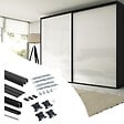 EMUCA - Kit de quincaillerie pour armoire à 2 portes coulissantes avec fermeture souple Placard 74, Modèle de poignée Sharp, épaisseur 16mm, panneaux non inclus, Peint en Noir - vignette