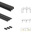 EMUCA - Kit de quincaillerie pour armoire à 2 portes coulissantes avec fermeture souple Placard 74, Modèle de poignée Sharp, épaisseur 16mm, panneaux non inclus, Peint en Noir - vignette