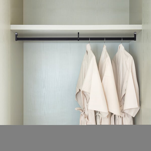 EMUCA - Lot de 2 rails pour armoires en soie de 1,15m de long avec supports, Aluminium et Plastique, Peint en noir - large