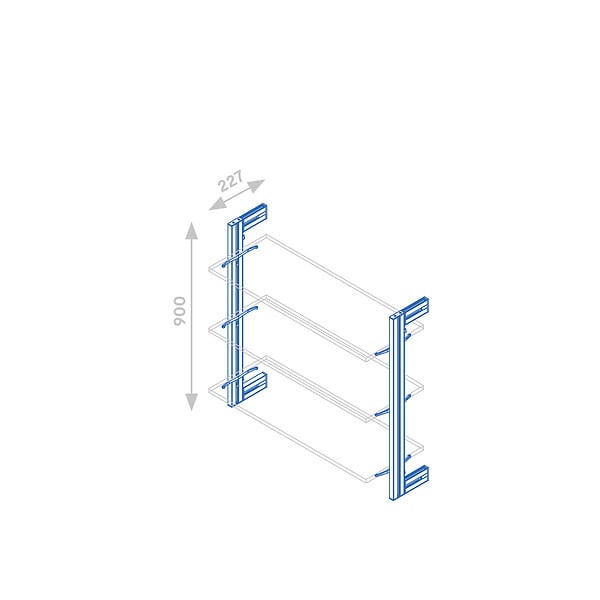 EMUCA - Kit de cadre modulaireKit de Zero avec matériel de fixation murale, Aluminium et Zamak, Peint gris pierre - large