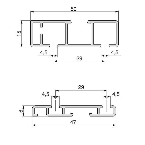 EMUCA - Kit de 2 portes coulissantes et Flow de ferrures pour armoires à fermeture souple avec rails de surface 2,35m, panneaux non inclus, anodisé mat - large