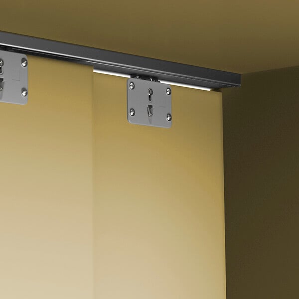EMUCA - Kit de 2 portes coulissantes et Flow de ferrures pour armoires à fermeture souple avec rails de surface 2,35m, panneaux non inclus, anodisé mat - large