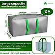 VOUNOT - Lot de 5 sacs de demenagement grand format avec sangles et poignee gris - vignette