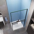 AICA SANITAIRE - Paroi de douche à l'italienne cadre noir 100x200cm cadre et étagère de douche aluminium et noir mat - vignette
