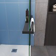 AICA SANITAIRE - Paroi de douche à l'italienne cadre noir 100x200cm cadre et étagère de douche aluminium et noir mat - vignette